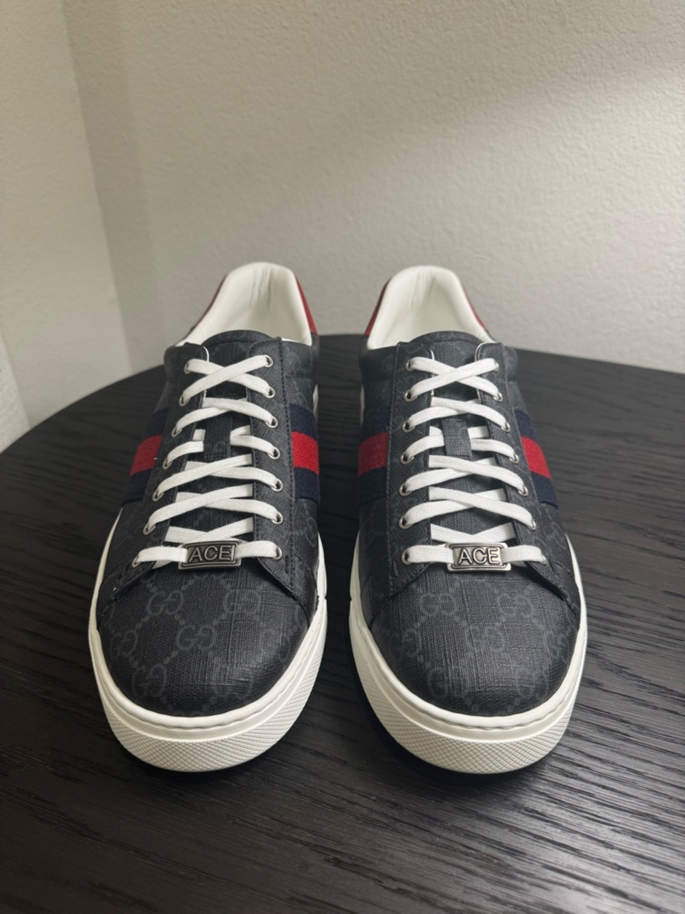 Gucci Ace Web Sneakers GG Monogram Black 10 - Picture 2 of 8
